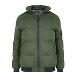 Generisch Steppjacke Herren Mode Winterjacke Warm Daunenjacke mit Kapuze Winter Jacke Lässig Puffer Jacket Daunen Kapuzenjacke Kleidung Baumwolle Zipper Hooded GutscheinArmeegrün M