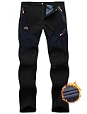 HFDWYJ Thermohose Herren Winter Softshellhose Fleece Gefütterte Outdoor Hosen Für Herren Wanderhose wasserdichte Hose Skihose Herren Wetterfeste Snowboard Hose Winterhose Rei ßverschlusstasche