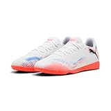 PUMA Future 8 Play It Fußballschuh für Damen und Herren, Puma Weiß, PUMA Schwarz, leuchtendes Rot, 43 EU
