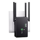 WLAN Repeater WLAN Verstärker Steckdose 1200Mbit/s Dualband 2,4GHz+5GHz WiFi Verstärker mit LAN/WAN Port WiFi Extender Booster mit Repeater/Router/AP Modus 4 Antenne Einfache Einrichtung