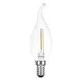 NCC-Licht LED Filament Kerze Windstoß 1W fast wie 15W E14 klar Glühlampe Fadenglühbirne warmweiß 2700K