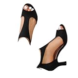 Generisch Damen Absatzschuhe Pumps Elegant Peep Toe Sandalen Spangenpump mit Absatz High Heels Sommerschuhe Sandaletten Sommer Blockabsatz Schuhe Orthopädische Stöckelschuhe Gr.36-43