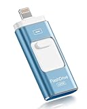 ROSPE USB Stick 128GB für iPhone, MFi-zertifizierter Lightning Speicherstick, 3-in-1 Flash-Laufwerk für iOS/Android/PC, USB 3.0 High-Speed Memory Stick iPhone Externe Speichererweiterung, Aschblau