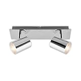 BRILONER Leuchten - Deckenspot, Badleuchte, Badlampe, Deckenleuchte, Strahler dreh- und schwenkbar, 2x LED/GU10, IP44, Chrom, 290x99x112mm (LxBxH), 2731-028, Silber