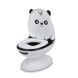 Bebeconfort Minitoilette, Töpfchen Baby, 1–4 Jahre, 0–20 kg, lebensechtes Design mit Spritzschutz, echtes Spülgeräusch, abnehmbare Schüssel, leicht zu reinigen, Gummifuß, Panda Bär