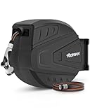 Roywel schlauchtrommel mit Gartenschlauch 20M，Wasser Schlauchtrommel zur Wandmontage，automatische Aufrollung, 180° schwenkbar