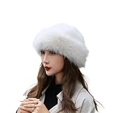 Modische Wintermütze mit dickem pelzigem Haarband, flauschig, für Damen und Mädchen, Fellmütze, Winter, Outdoor, Ohrwärmer, Skimütze, Mütze, Mütze (weiß)