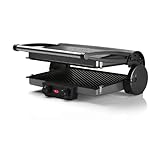 Bosch Tischgrill TCG4215, 3-in1-Kontaktgrill, Individuelle Temperaturregelung, Fettablaufrinne, Auflaufform, Herausnehmbare Aluminium-Grillplatten, einfache Reinigung, 2000 W, silber