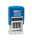 COLOP S160L Mini-Datum-Stempel, Text GESCANNT, Datum Deutsch, Abdruckfarbe blau-rot