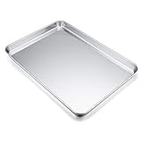 TEAMFAR Backblech, Rechteckigies Backform Kuchenblech aus Edelstahl zum Backen Kochen Servieren, 40x30x2,5cm, ungiftig und Gesund, Hochglanzpoliert, leicht zu reinigen und spülmaschinenfest