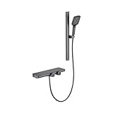 Boyuan Badewannenarmatur Mit Handbrause, Wannenarmatur Wasserfall Mischbatterie Messing Wandmontage Duscharmatur Mit Brausestange, Wasserhahn Badewanne Mit Anhebbare Duschstange Brauseschlauch