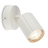 BRILONER - Wandleuchte innen mit Riffeln, schwenkbar, GU10, max. 9W, Leselampe, Wohnzimmerlampe, Lampe, Wandlampe, Küchenlampe, Flurlampe, Schlafzimmer, Wandbeleuchtung, 8x8x12,5 cm, Altweiß