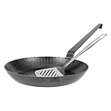 GRÄWE Schmiedeeiserne Bratpfanne F400, Ø 32 cm, hoher Rand, Eisenpfanne inkl. Wender, 400° C hitzebeständig, Pfanne aus Eisen, kratzfeste Bratpfanne, unbeschichtet, Outdoor-Cooking, induktionsgeeignet