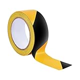 Markierungsklebeband 33mx44mm Selbstklebendes Absperrband Gestreiftes Warnband zur Boden Sicherheitsmarkierung Flatterban für Rutschige Böde Gelb/Schwarz