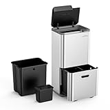 mVm Mülleimer Küche,60 Liter Treteimer (Silber, K63L)