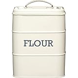 KitchenCraft Living Nostalgia Luftdichter Mehl-Vorratsbehälter, Mehldose/Box zum Backen und Kochen, Küchenschrank-/Vorratsbehälter, 17 x 12 x 24 cm – Antique Cream