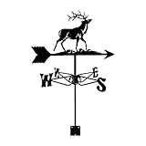 Wetterfahne aus Metall mit Hirsch, Wetterfahnen für Schuppen, Windfahnen, Wetterfahnen für den Hof, Wetterfahnen für Dach, Hirschwetterfahne, Metallkuppel mit Wetterfahnen, Dachhalterung, verstellbar