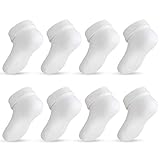 Lictin Babysocken 8 Paare Baby Socken Erstlingssocken Baby Socken Weiße Socken Einfarbige Socke Neugeborene Socken für Baby 0-12 Monaten