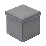 Bonlife Sitzhocker Mit Stauraum Sitzbank Faltbar Buecher Aufbewahrungsbox Klein Sitz Box Faltbox mit Deckel Grau 30x30x30cm