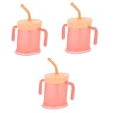 ibasenice 3St Trinklernbecher trinkbecher trinkflasche Trinkbecher für Säuglinge Trinkbecher für Babys handhaben Tasse Babys benutzen Milchbecher Babystrohbecher pp Rosa