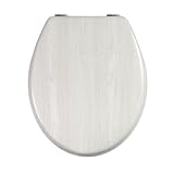 Trade Shop Universal-WC-Sitz aus MDF-Holz mit Holzdruck, beige, Scharniere