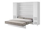 Friderik Bed Concept BC-013 Wandklappbett Vertikales Schrankbett ohne Matratze, 180x200 cm + 2X Vertikalschrank BC-07 (Weiß)