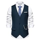 Herren Kleid Westen V-Ausschnitt Solide Einreihige Anzugweste Kette Casual Business Party Hochzeit Weste, 32557, S