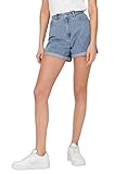 ONLY Damen Shorts high Waist 5-Pocket Design Knopfleiste Reißverschluss Kurze Bermudas, Farben:Hellblau, Größe:L