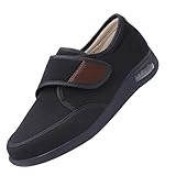 Damen OrthopäDische Sandalen,Gesundheitsschuhe für Senioren Diabetiker und Ballenzehen-Patienten extra breite Hausschuhe.Black,37
