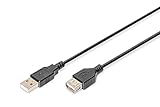 DIGITUS USB 2.0 Verlängerungskabel - 3m - USB-A (Stecker) zu Typ-A (Buchse) - 480 Mbps - Schwarz