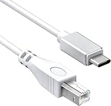 Typ C zu MIDI Kabel, USB-C auf USB Typ-B MIDI Schnittstellenkabel für Samsung, Huawei Laptop, MacBook zum Anschluss an Drucker, Midi-Controller, Midi-Tastatur, Audio-Interface (1,5m, weiß) (Typ C)
