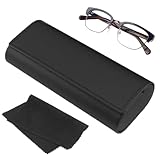 EVDZNA Brillenetui Hardcase, Tragbar Brillentasche, Tragbare Hartschale Brillenetui, Softtouch PU Leder Brillenetui mit Brillenputztuch, Schwarz Kratzfeste Brillenbox, für Sonnenbrille, Lesebrille
