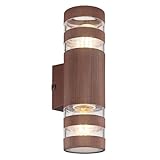 LED Wandleuchte braun Flurlampe Wandlampe Wohnzimmerleuchte Up Down Wandfluter 2 flammig, Kunststoff Glas, 2x7W 2x 806lm warmweiß, BxH 6,5x22 cm