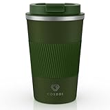 CS COSDDI Thermobecher- Isolierbecher, Edelstahl Travel Mug, 13oz/380ml Vakuum auslaufsicher Reisebecher mit Deckel, Autobecher, doppelwandig isoliert für, Wasser und Tee, Kaffee-to-go Becher