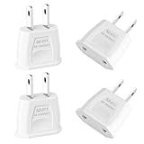 4 Stück Reiseadapter, Adapterstecker, EU to US Adapter, Adapter USA Deutschland Stecker, Reisestecker USA, für USA, China, Kolumbien, Japan, Kanada, Mexiko, Kanada, Mexiko (Weiß)