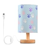 Mnsruu Nachttischlampe Fußabdruck Nachttischlampe, LED Nachttischlampe, Stoff-Schreibtischlampe, kleine Lampe für Schlafzimmer, Wohnzimmer (Leuchtmittel enthalten)