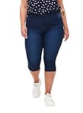Zizzi Damen Große Größen Amy 3/4 Jeans Slim Fit Hohe Taille Gr Gr 48 Blue Denim
