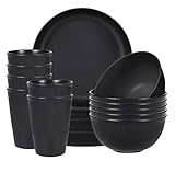 Sagiterra Camping Plates, unzerbrechliche Teller und Schüsseln für 6, 18Pcs Picknick Set aus Kunststoff für Party, Zuhause, Picknick, leichtes, mikrowellen- und spülmaschinenfestes Camping Besteck