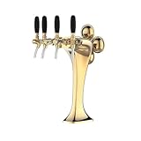 WYJRO 4-Wasserhahn-Bierturm, Edelstahl Zapfhahn Schanksäule, Mit Licht-Spirituosenschild, Fassbierturm Säule System, für Restaurants, Imbissstuben‌,Gold