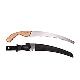 TerCasa® Gartensäge mit Holzheft mit feststehendem gebogenem Blatt, inklusive Kunststoff-Köcher, Sägeblattlänge 33 cm, rostfreies Stahl-Sägeblatt, für Astungsarbeiten und Baumpflege