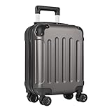 yonsly® Koffer Suitcase S Grau, Trolley Reisekoffer, Rollkoffer Handgepäck mit 4 Rollen 360°, ABS Hartschalen, Sicherheitsschloss, Weicher Gummigriff, 210D-Futter
