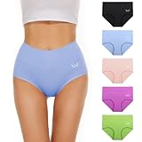 Unterhosen Damen Unterwäsche Weich Baumwolle, 5er Pack Unterwäsche Frauen, Stretch Hohe Taille Panties Damen, Atmungsaktive Sexy Slip Damen, Hipster Damen Mädchen Tochter, M