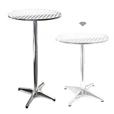 Wiltec höhenverstellbarer Stehtisch 70/110 cm Ø 60 cm, 2-in-1 Bistrotisch, Aluminium Outdoortisch, Bartisch, Partytisch