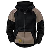 Generisch Kapuzenjacke Herren Retro, Herren Sweatjacke Mit Kapuze Ohne Reißverschluss Trainingsjacke Abzippbarer College Jacke Atmungsaktive Freizeitjacke Bequeme Hemdjacke Business Herbstmantel