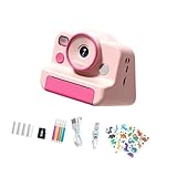Kinderkamera mit Instant-Fotodrucker, 1080P-Video, 6,1 cm (2,4 Zoll) Bildschirm, 32 GB Kartensicheres ABS, für Kinder, sofortiges Geschenk, Kamera-Spielzeug mit Fotodruck