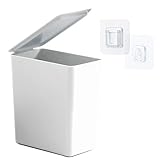 Klein Tisch Mülleimer mit Deckel 2L,Mini Tischabfalleimer für Esszimmer,Bäd,Büros,Schlafzimmer,ABS,Leichter Luxus (Weiß)