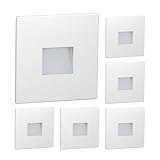 ledscom.de 6 Stück LED Treppenlicht/Wandeinbauleuchte FOW für innen und außen, Downlight, eckig, 85 x 85mm, warmweiß