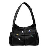 Aucuu Canvas Messenger Bag, Canvas Shoulder Bag, Damen-Umhängetasche, Nylon Crossbody bag, Multi Pocket Handtasche Groß, Nylon Schultertasche für Damen und Herren, Hobo Bag für Einkaufen Reisen Schule