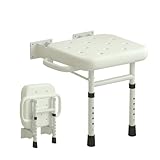 Duschklappsitz für Wandmontage, Höhenverstellbar Rutschfester Sitz, Duschstuhl Klappbar für Senioren Schwangere Behinderte Maximale Belastung 300kg