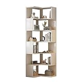 Snaweo Eck-bücherregal, 190 cm hohes Eckregal, industrielles 6-Etagen-eckregal bodenstehendes, offenes eckregal bodenstehendes für Schlafzimmer, Zuhause, Büro und Wohnzimmer(Wit,60x60x191cm)